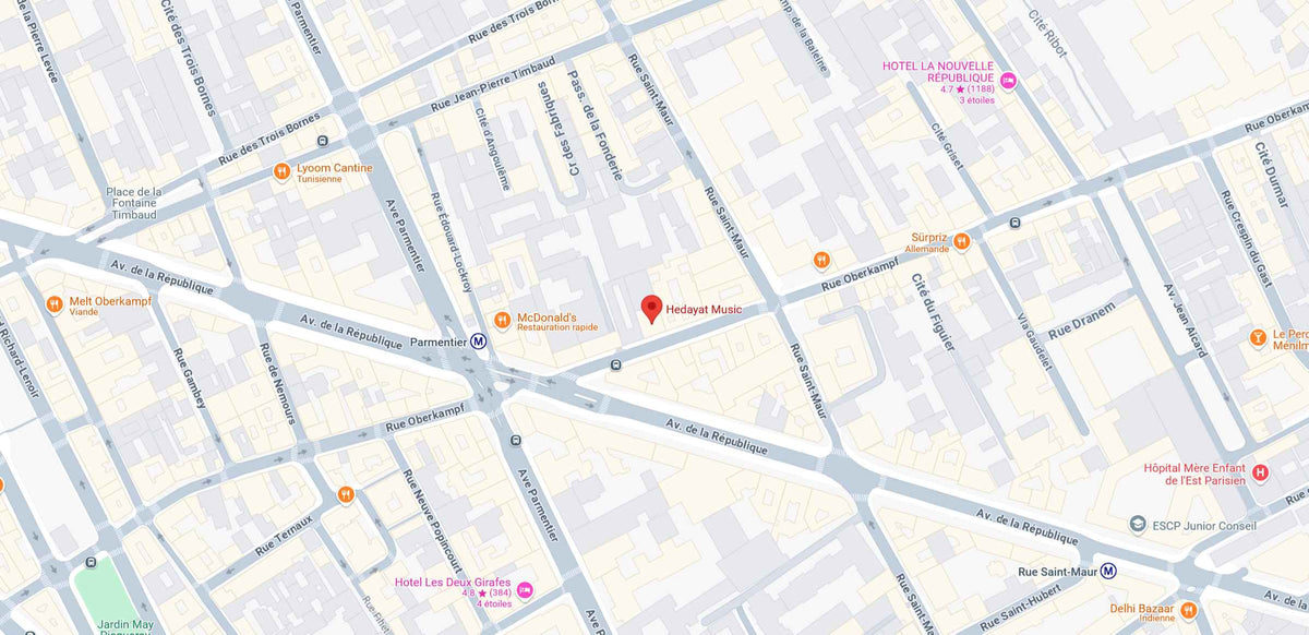 Plan de localisation du studio Hedayat Music, 97 rue Oberkampf, Paris 11e